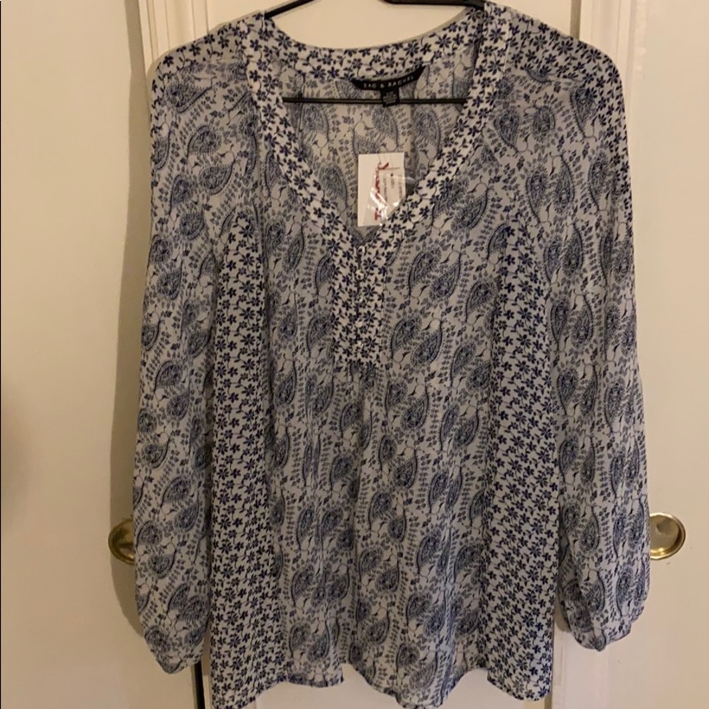 Blue and white floral print tunic